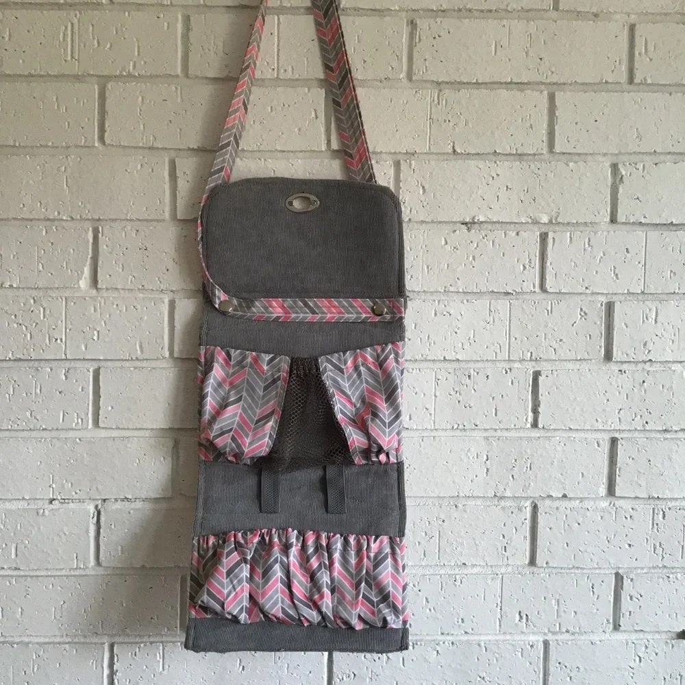 Lilly Bit Pink Chevron Makeup Diaper Clutch Bag
